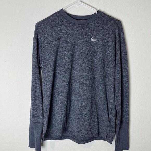 Nike Dri  Fit Running Heathered Blue Long Sleeve Top Medium 219 - Picture 1 of 6